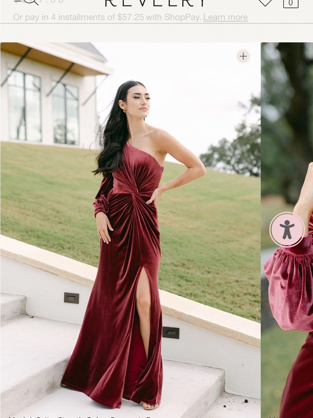 Aurora  One-Shoulder long Burgundy Velvet Evening Dress
